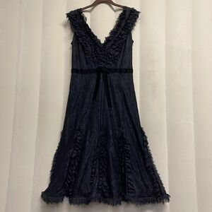 Tadashi Shoji Women's Dress Size 10 Black Lace Ruffle Formal Party Elegant